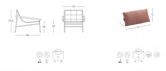 Кресло лаунж металлическое с подушкой-thumbs-Фото3
