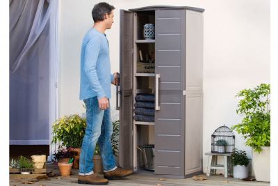 Шкаф пластиковый Keter Boston Tall Utility Shed полипропилен бежевый, коричневый Фото 5