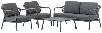 Комплект мягкой мебели Grattoni Cordoba алюминий, тик, роуп, олефин антрацит, темно-серый, угольный Фото 1