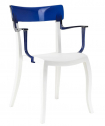 Кресло пластиковое PAPATYA Hera-K стеклопластик, поликарбонат белый, синий Фото 1