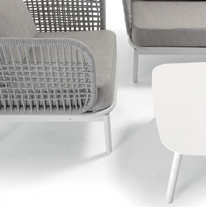 Комплект лаунж мебели Grattoni Yolk алюминий, роуп, олефин белый, конопляный Фото 5