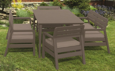 Комплект пластиковой мебели Keter Delano set with Lima table 160 полипропилен капучино, песочный Фото 2