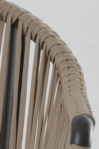 Кресло плетеное с подушкой Grattoni Monaco алюминий, роуп, олефин антрацит, тортора, коричневый Фото 7