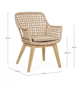 Кресло плетеное с подушкой Garden Relax Madison тик, алюминий, искусственный ротанг, олефин натуральный, бежевый Фото 2