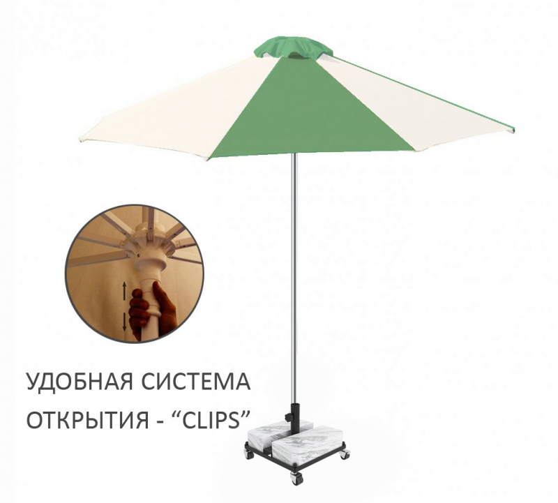 Зонт пляжный профессиональный Ø2.5 м Kiwi Clips