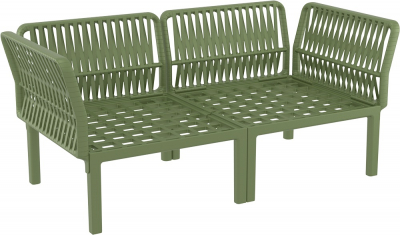 Диван пластиковый двухместный с подушками Siesta Contract Portofino Lounge стеклопластик, полипропилен, полиэстер зеленый, бежевый Фото 14