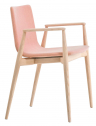 Кресло деревянное с обивкой PEDRALI Malmo ясень, ткань беленый ясень, розовый Фото 1