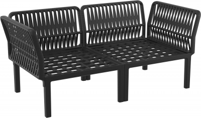 Диван пластиковый двухместный с подушками Siesta Contract Portofino Lounge стеклопластик, полипропилен, полиэстер черный, темно-серый Фото 9