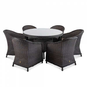 Кресло плетеное с подушкой ReeHouse Primo алюминий, искусственный ротанг, олефин шоколад металлик, серый Фото 6