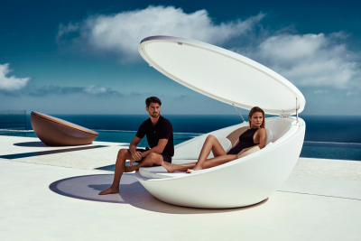 Лаунж-лежак с козырьком Vondom Ulm Basic полиэтилен, ткань Фото 11
