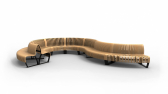 Скамья деревянная двухсторонняя Green Furniture Nova C Double Back Curved 45° сталь, шпон бука, шпон дуба, полиуретан высокой плотности Фото 19