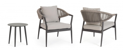 Комплект металлической лаунж мебели Garden Relax Millor алюминий, роуп, полиэстер антрацит, хаки Фото 6