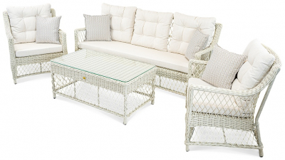 Комплект плетеной мебели ReeHouse Impero алюминий, искусственный ротанг, олефин, стекло доминикана, светло-бежевый Фото 1