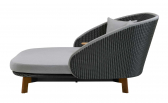Лаунж-лежак плетеный Cane-line Peacock сталь, тик, полиэтилен, ткань серый, светло-серый Фото 8