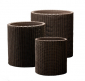 Набор пластиковых кашпо Keter Cylinder Planters пластик с имитацией плетения коричневый Фото 1