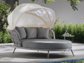 Лаунж-лежак плетеный SNOC Muse алюминий, роуп, ткань серебристый Фото 1