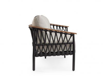 Диван трехместный с подушками Garden Relax Fenix алюминий, роуп, олефин антрацит Фото 6