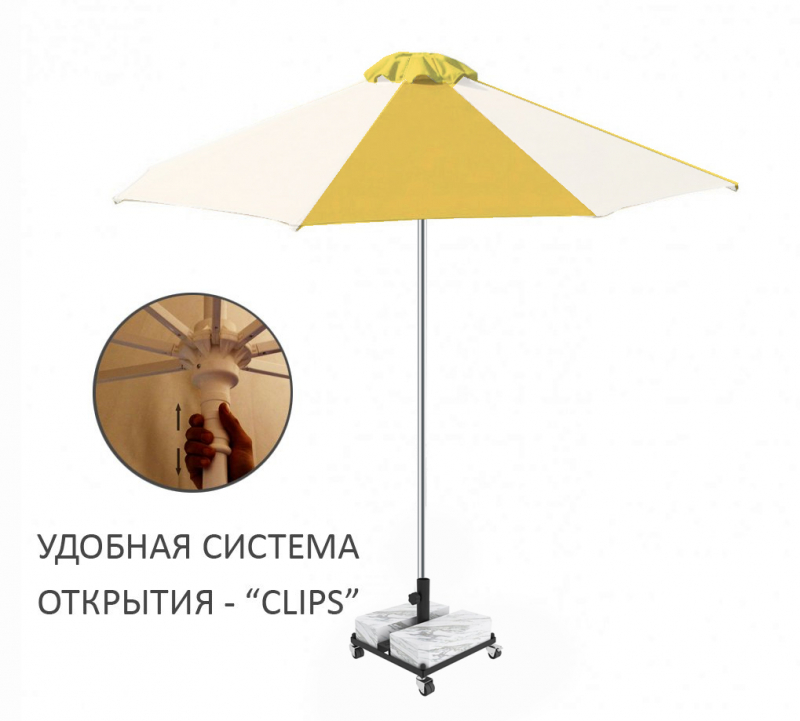 Зонт пляжный профессиональный Ø2.5 м Kiwi Clips