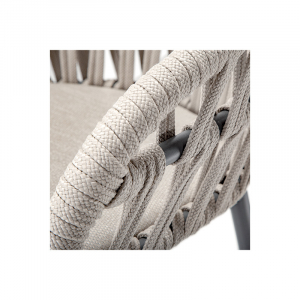 Кресло плетеное с подушкой Grattoni Tahiti алюминий, роуп, олефин антрацит, серый, тортора Фото 6