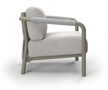 Кресло плетеное мягкое SNOC Lorvain Silver алюминий, роуп, олефин серебряный, светло-серый Фото 4