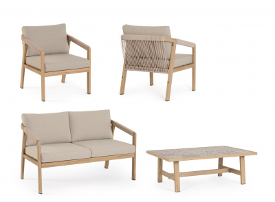 Комплект лаунж мебели Garden Relax Kalimera алюминий, роуп, олефин песочный Фото 4