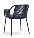 Кресло плетеное с подушкой PEDRALI Babila Twist сталь, роуп, ткань синий Фото 6