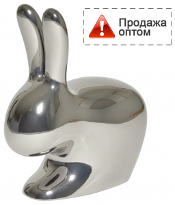 Стул пластиковый Qeeboo Rabbit Metal Finish полиэтилен серебристый Фото 1