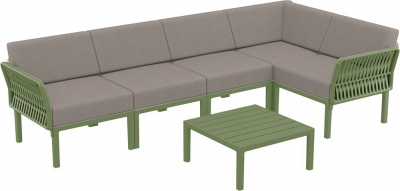 Комплект пластиковой мебели Siesta Contract Portofino Lounge Corner стеклопластик, полипропилен, полиэстер оливковый, светло-коричневый Фото 1