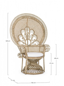 Лаунж-кресло плетеное Garden Relax Peacock искусственный ротанг, лоза, хлопок, полиэстер натуральный, белый Фото 2