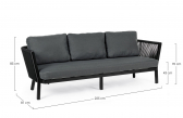 Диван трехместный с подушками Garden Relax Makatea алюминий, роуп, ткань черный, темно-серый Фото 2