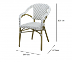 Кресло под бамбук Tagliamento French Bistro алюминий, искусственный ротанг бамбуковый, белый, серый Фото 2
