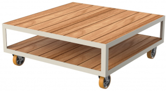 Столик деревянный кофейный на колесах-thumbs-Фото1