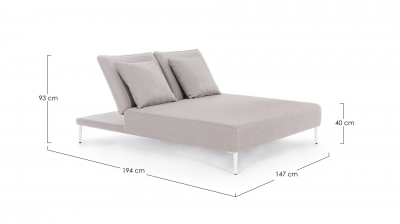 Лежак двухместный мягкий Garden Relax Viper алюминий, олефин белый, серый Фото 2