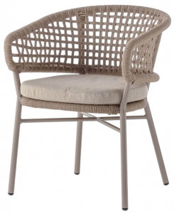 Кресло плетеное с подушкой Grattoni Atol алюминий, роуп, олефин тортора, шампанское Фото 1