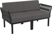 Диван пластиковый двухместный с подушками Siesta Contract Portofino Lounge стеклопластик, полипропилен, полиэстер черный, темно-серый Фото 1