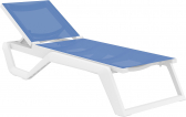 Шезлонг-лежак пластиковый Siesta Contract Rio Pro стеклопластик, текстилен белый, синий Фото 1