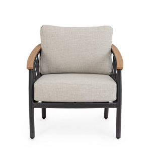 Кресло лаунж плетеное с подушками Garden Relax Fenix алюминий, роуп, олефин антрацит Фото 4