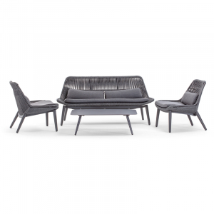 Комплект плетеной мебели Grattoni Como алюминий, роуп, олефин антрацит, темно-серый Фото 5