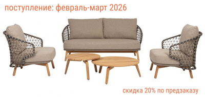Комплект деревянной плетеной мебели BIZZ Eularia тик, алюминий, роуп, олефин Фото 1