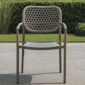 Кресло плетеное с подушкой Grattoni Berlin алюминий, роуп, олефин тортора, кленовый, песочный Фото 7