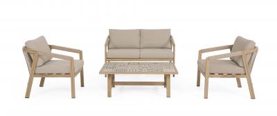 Комплект лаунж мебели Garden Relax Kalimera алюминий, роуп, олефин песочный Фото 3