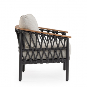 Кресло лаунж плетеное с подушками Garden Relax Fenix алюминий, роуп, олефин антрацит Фото 5