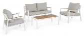 Комплект металлической лаунж мебели Garden Relax Ernst алюминий, ДПК, полиэстер белый, тик, серый Фото 1