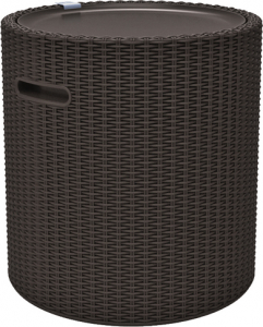 Стол-пуф пластиковый Keter Cool Stool пластик с имитацией плетения коричневый Фото 1