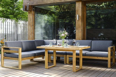 Комплект деревянной мебели JOYGARDEN Booka акация, олефин натуральный, темно-серый Фото 1