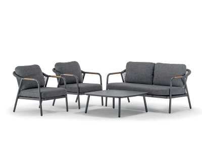 Комплект мягкой мебели Grattoni Cordoba алюминий, тик, роуп, олефин антрацит, темно-серый, угольный Фото 7