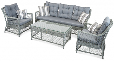 Кресло плетеное с подушками ReeHouse Impero алюминий, искусственный ротанг, олефин лунный свет, серый Фото 5