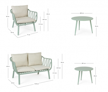 Комплект лаунж мебели Garden Relax Nixie сталь, полипропилен, полиэстер зеленый шалфей Фото 2