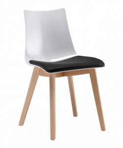 Стул пластиковый с подушкой Scab Design Natural Zebra Antishock бук, поликарбонат, ткань натуральный бук, белый, серый Фото 1