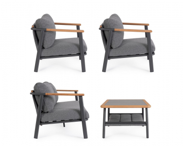 Комплект металлической лаунж мебели Garden Relax Leonida алюминий, тик, олефин антрацит Фото 6